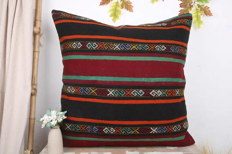 Pillow Sham, 32x32 Red Pillow, Interior Designer Pillow, Ethnical Kilim Rug Pillow, Vintage Kilim Throw Pillow, Wholesale Cushion - 2