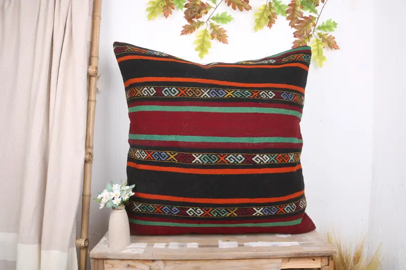 Pillow Sham, 32x32 Red Pillow, Interior Designer Pillow, Ethnical Kilim Rug Pillow, Vintage Kilim Throw Pillow, Wholesale Cushion - 1