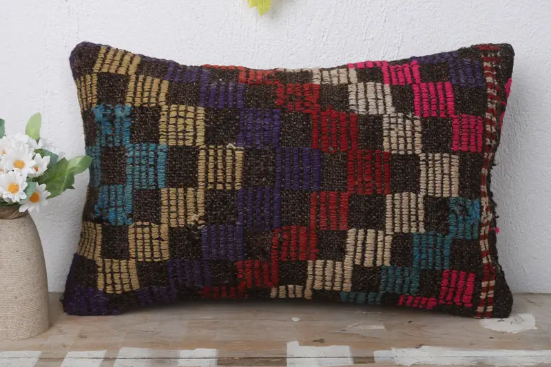 Pillow for Couch, 12x20 Blue Cushion Case, Personalized Gift Pillow Pillow, Ethnical Kilim Rug Pillow, Interior Designer Pillow, Pillow Sham - 2