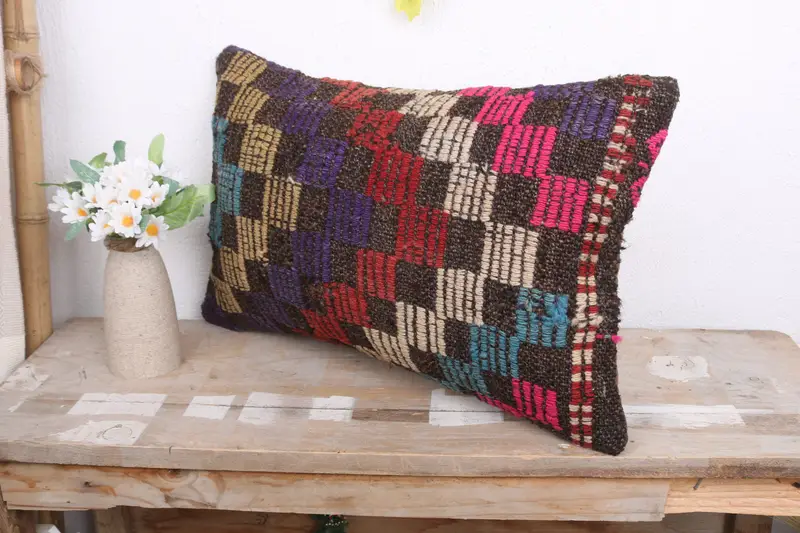 Pillow for Couch, 12x20 Blue Cushion Case, Personalized Gift Pillow Pillow, Ethnical Kilim Rug Pillow, Interior Designer Pillow, Pillow Sham - 4