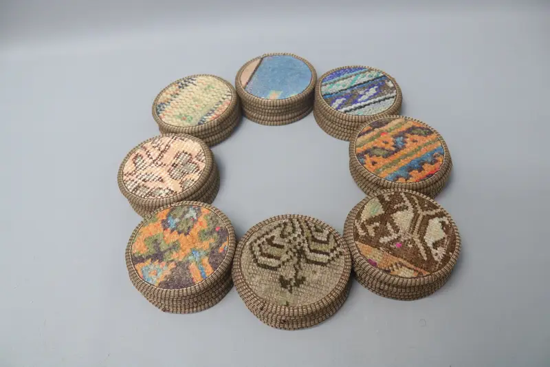 Bohemian Kilim Coaster, Round Non-Slip Coaster