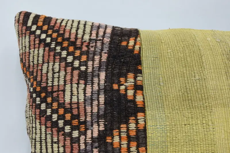 Outdoor Bolster Cushion Case, Kilim Cushion Sham, Pillow, Boho Pillow, Authentic Cushion, 16x36 Green Pillow Cover, Boho Pillow Sham Cover - 2