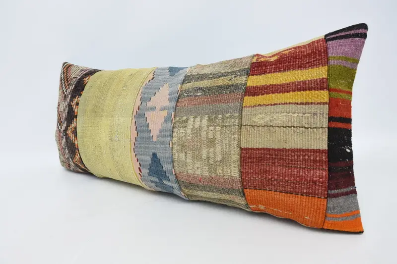Outdoor Bolster Cushion Case, Kilim Cushion Sham, Pillow, Boho Pillow, Authentic Cushion, 16x36 Green Pillow Cover, Boho Pillow Sham Cover - 4