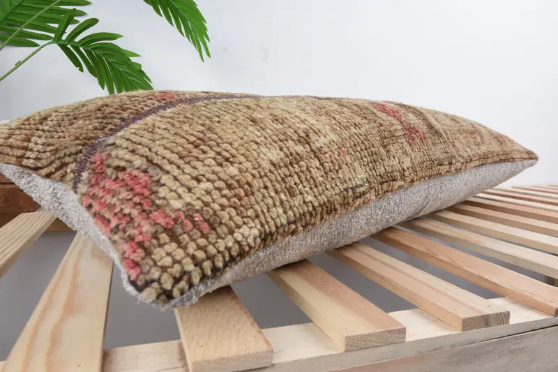Armchair Pillow Sham, Pillow Sham, Ethnical Kilim Rug Pillow, Vintage Kilim Pillow, Kilim Cushion Sham, 12x36 Brown Cushion Case - 6