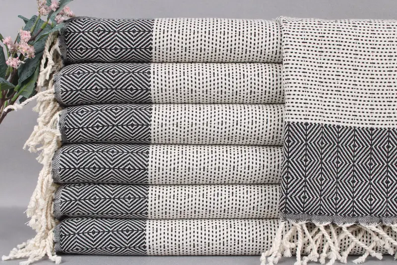 Monogram Dish Towel, Hair Towel, Black Towel, Diamond Towel, 18x36 Inches