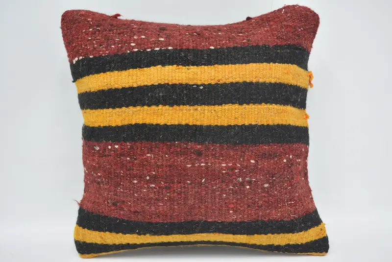 Gift Pillow, Anatolian Cushion Cover, 14x14 Red Cushion, Pillow Cover, Vintage Kilim Pillow, Tapestry Pillow, Turkish Pillow, Retro Throw Cushion - 1