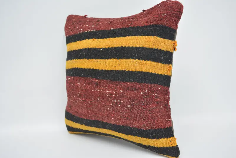 Gift Pillow, Anatolian Cushion Cover, 14x14 Red Cushion, Pillow Cover, Vintage Kilim Pillow, Tapestry Pillow, Turkish Pillow, Retro Throw Cushion - 4