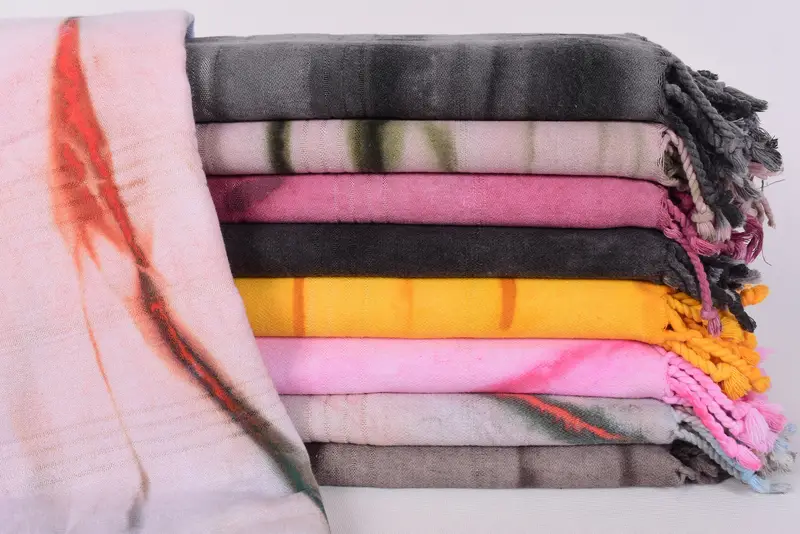 Dark Green Tie Dye Peshtemal Towel, Personalized Organic Cotton, 63x28 Inches