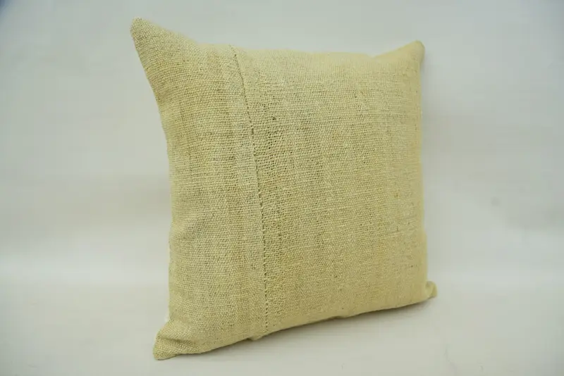 Aesthetic Pillow Case, Boho Chic Pillow, Pillow, Handmade Kilim Cushion, Vintage Pillow, 16x16 Beige Cushion, Kilim Cushion Sham - 2