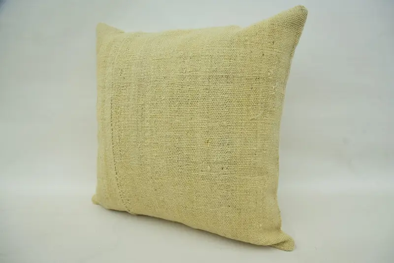 Aesthetic Pillow Case, Boho Chic Pillow, Pillow, Handmade Kilim Cushion, Vintage Pillow, 16x16 Beige Cushion, Kilim Cushion Sham - 3