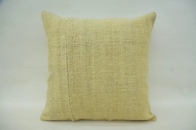 Aesthetic Pillow Case, Boho Chic Pillow, Pillow, Handmade Kilim Cushion, Vintage Pillow, 16x16 Beige Cushion, Kilim Cushion Sham - 1