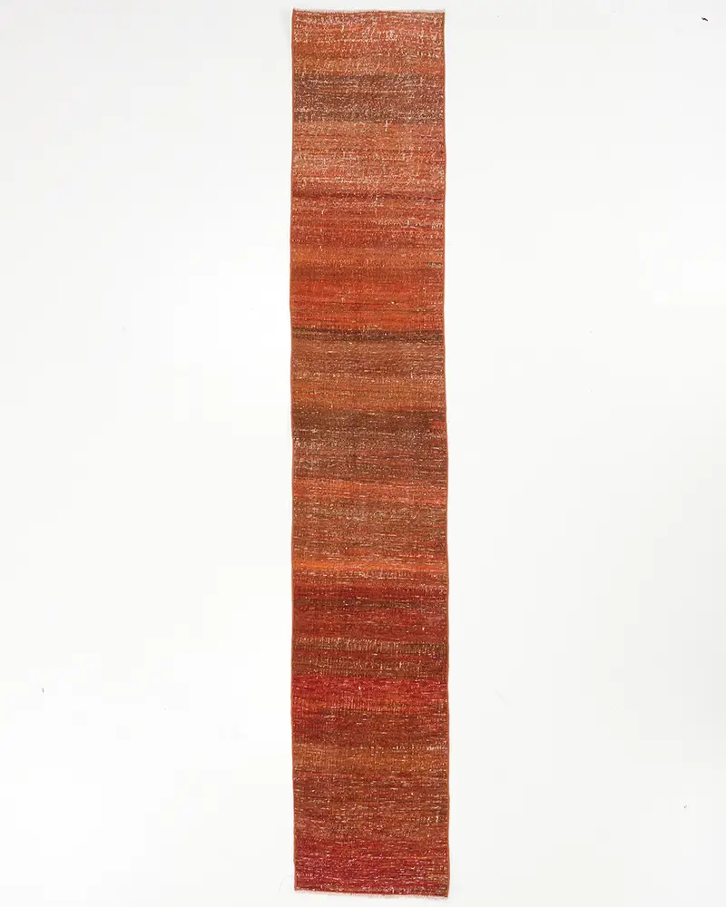 鮮やかなオレンジのラグ、1.6x9.4フィートのペルシャ柄