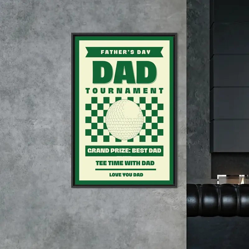Golf Dad Tournament Canvas Wall Art - Funny Father’s Day Gift, Best Golf Poster for Man Cave - 1