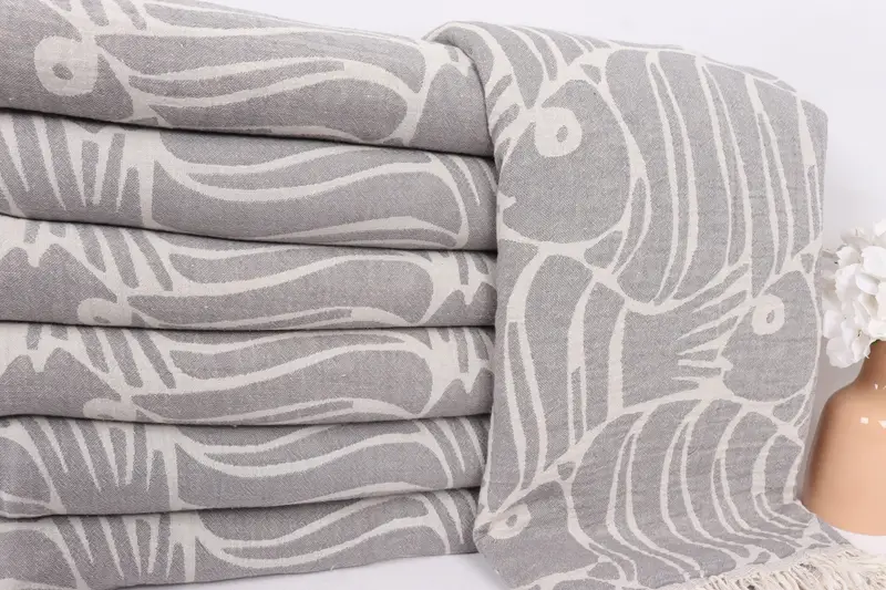 Thanksgiving Tablecloth, Valentines Day Gift For Him, 70x60 Cotton Fish Design Towel, Wedding Favors, Personalized Gifts, Monogram Blanket - 2