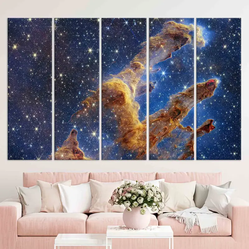 Canvas, Pillars Of Creation Print, NASA James Webb Space Telescope Wall Art, Space Wall Decor, Night Landscape Poster, Sky View Wall Decor, - 5