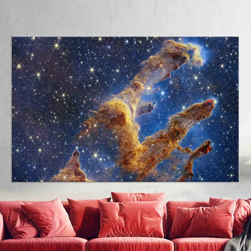 Canvas, Pillars Of Creation Print, NASA James Webb Space Telescope Wall Art, Space Wall Decor, Night Landscape Poster, Sky View Wall Decor, - 2