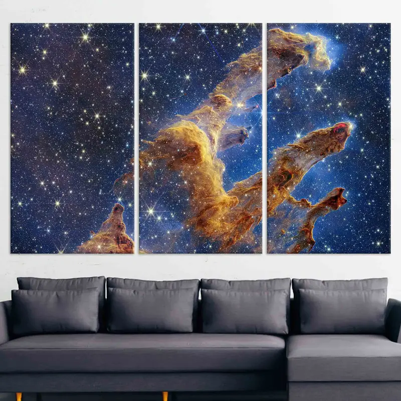 Canvas, Pillars Of Creation Print, NASA James Webb Space Telescope Wall Art, Space Wall Decor, Night Landscape Poster, Sky View Wall Decor, - 3