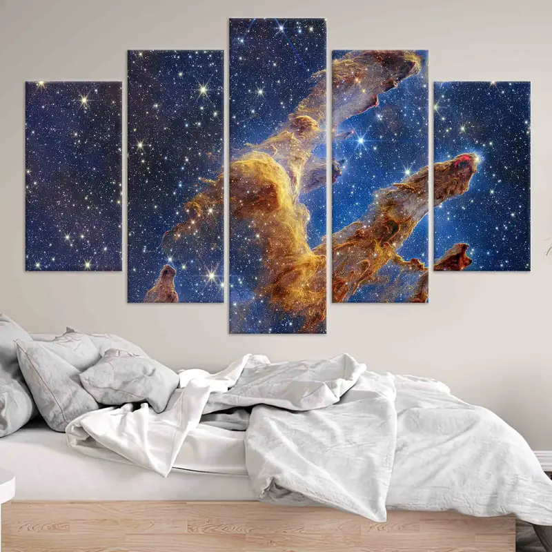 Canvas, Pillars Of Creation Print, NASA James Webb Space Telescope Wall Art, Space Wall Decor, Night Landscape Poster, Sky View Wall Decor, - 6
