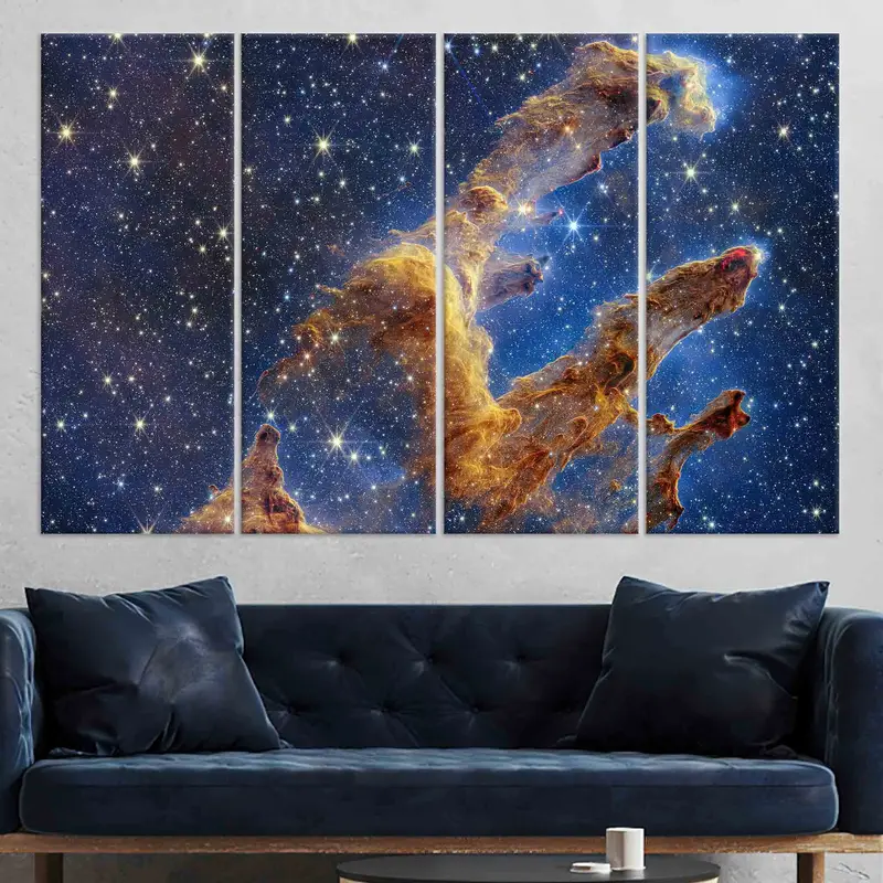 Canvas, Pillars Of Creation Print, NASA James Webb Space Telescope Wall Art, Space Wall Decor, Night Landscape Poster, Sky View Wall Decor, - 4