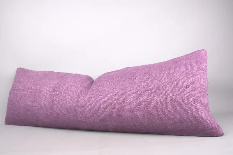 Pillow Sham, Floor Pillow Case, Kilim Cushion Sham, 16x48 Purple Pillow Cover, Ethnical Kilim Rug Pillow, Home Decor Pillow - 3