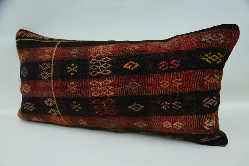 Home Decor Pillow, Neutral Pillow, Antique Pillows, Pillow Sham, 12x24 Red Cushion Case, Outdoor Bolster Pillow Case, Handmade Kilim Cushion - 3
