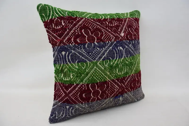 Pillow for Sofa, Couch Pillow Sham, 16x16 Red Cushion Cover, Vintage Kilim Throw Pillow, Antique Pillows, Pillow Case, Bohemian Cushion Cushion - 2
