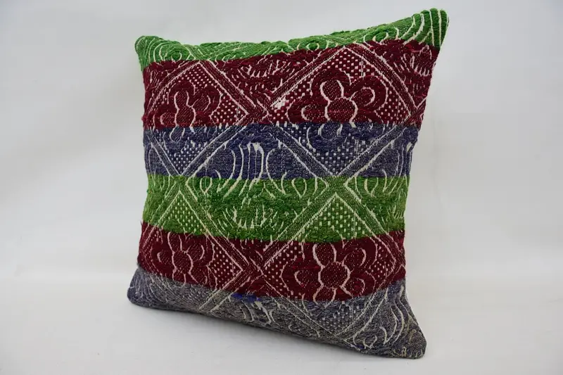 Pillow for Sofa, Couch Pillow Sham, 16x16 Red Cushion Cover, Vintage Kilim Throw Pillow, Antique Pillows, Pillow Case, Bohemian Cushion Cushion - 3