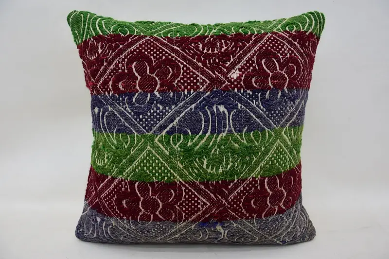 Pillow for Sofa, Couch Pillow Sham, 16x16 Red Cushion Cover, Vintage Kilim Throw Pillow, Antique Pillows, Pillow Case, Bohemian Cushion Cushion - 4