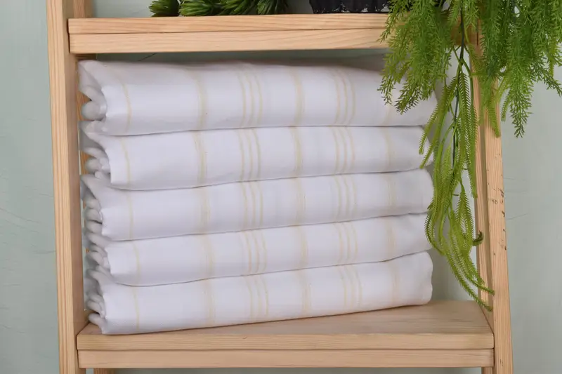 Turkish Tea Towel Beige Striped Cotton, 24x40 Inches