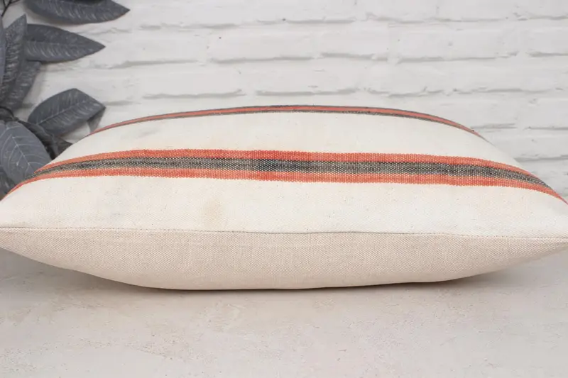 Bolster Throw Pillow, Floor Pillow Case, Vintage Kilim Pillow, Boho Pillow, 16x24 Beige Pillow Sham, Boho Pillow Sham Cover, Cushion Cover - 5