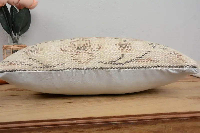12x20 Beige Cushion Cover, Boho Pillow Sham Cover, Ethnical Kilim Rug Pillow, Pillow Sham, Vintage Kilim Throw Pillow, Patio Pillow Case - 5