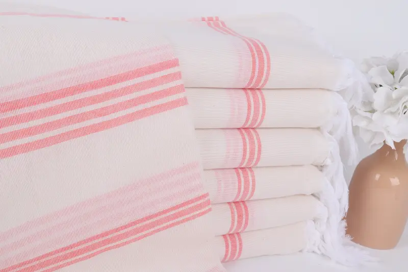 Personalized Coral Towel Striped Bath Towel, 40x71 Inches