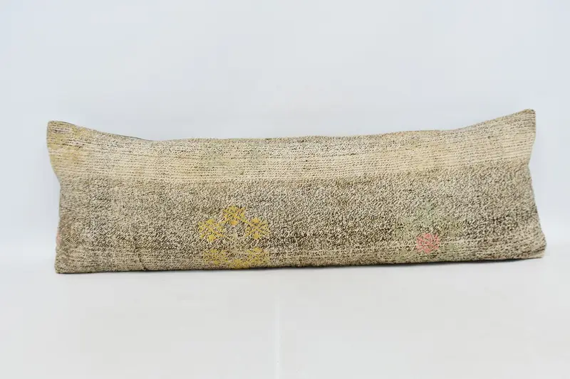 Seat Cushion Case, 16x48 Beige Cushion, Pillow Cover, Ethnic Pillow Cover Cushion Cover, Boho Pillow, Kilim Cushion Sham, Vintage Pillow - 1