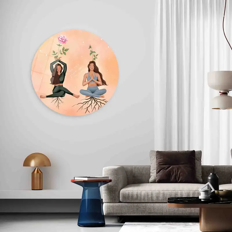 エレガントな瞑想ヨガ キャンバス: フィットネス スペースにインスピレーションを与える