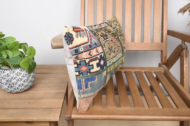 Vintage Kilim Pillow, Pillow for Sofa, Outdoor Patio Pillow Sham, Pillow Sham, Boho Pillow, 12x20 Brown Pillow Case, Pattern Throw Pillow Cover - 2