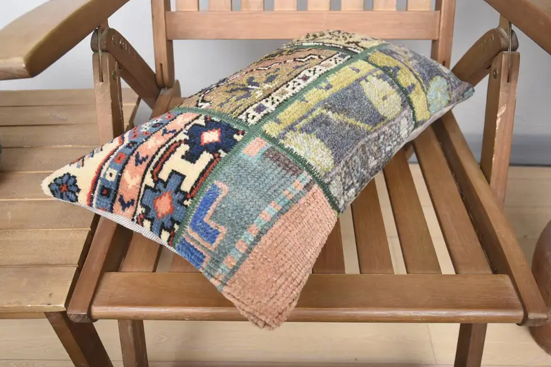 Vintage Kilim Pillow, Pillow for Sofa, Outdoor Patio Pillow Sham, Pillow Sham, Boho Pillow, 12x20 Brown Pillow Case, Pattern Throw Pillow Cover - 5
