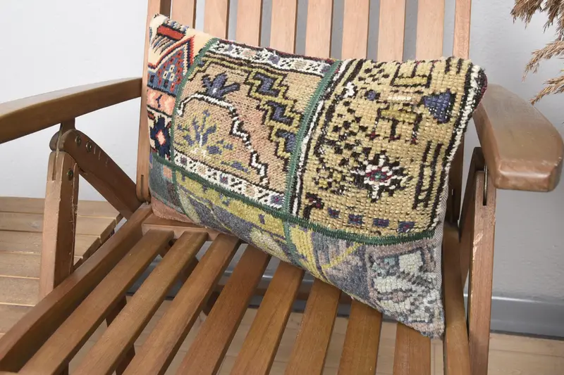 Vintage Kilim Pillow, Pillow for Sofa, Outdoor Patio Pillow Sham, Pillow Sham, Boho Pillow, 12x20 Brown Pillow Case, Pattern Throw Pillow Cover - 3