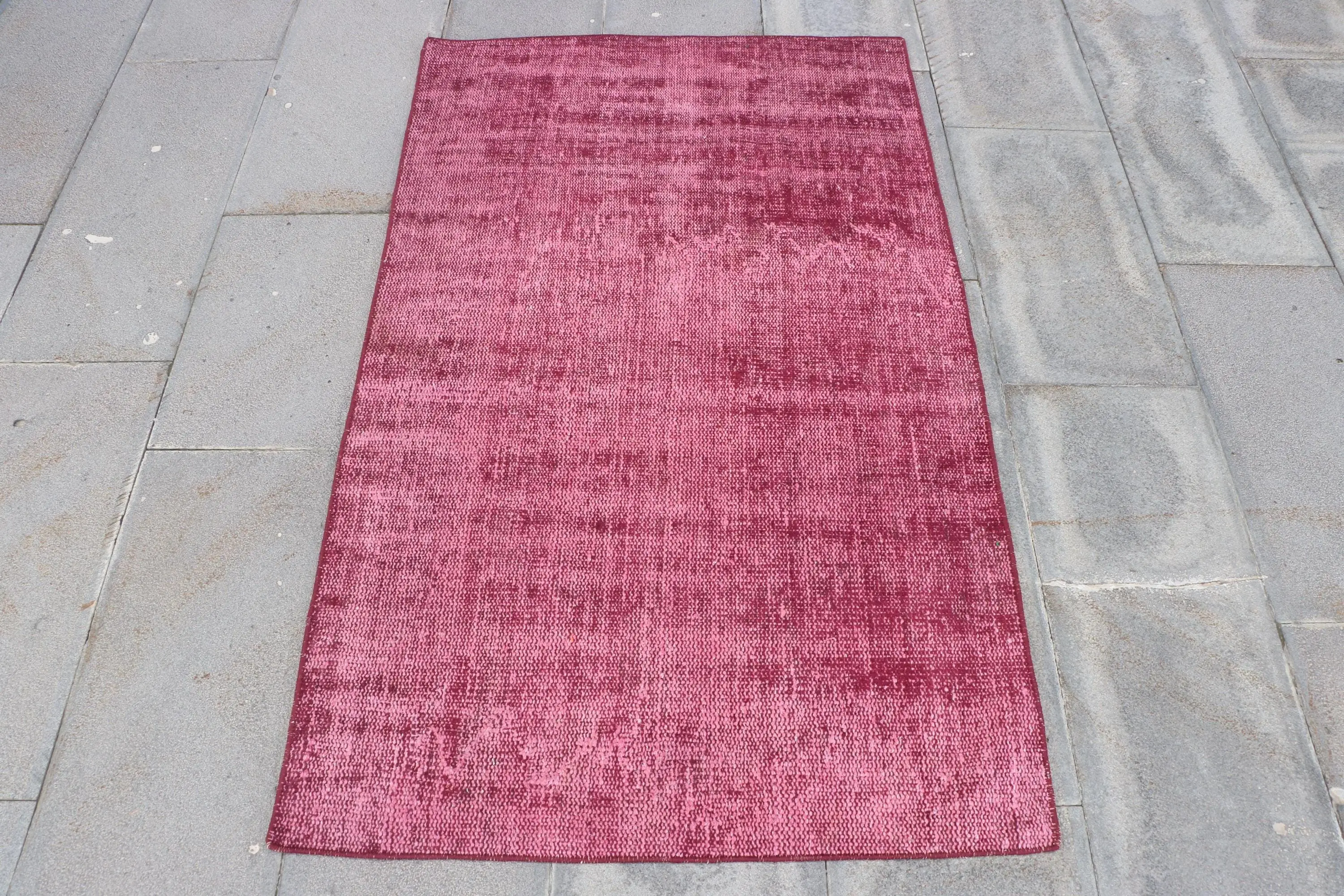 2.9x4.8 ft Vintage Turkish Rug, Small Rug, Red Pink Ikat Wool Rug - 1