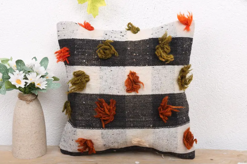 Chair Cushion Cover, Home Decor Pillow, 12x12 Beige Pillow, Vintage Pillow, Cushion, Turkish Kilim Pillow, Retro Throw Cushion - 2