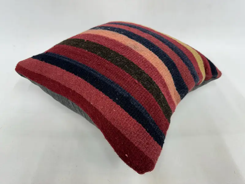 Ottoman Pillow Sham, Meditation Cushion Case, Pillow for Couch, Pillow, Handmade Kilim Cushion, Turkish Pillow, 18x18 Red Pillow - 6