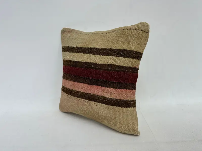 Cushion, Ethnical Kilim Rug Pillow, Hippie Throw Pillow Cover, Kilim Cushion Sham, Garden Pillow Sham, 12x12 Beige Pillow Sham, Antique Pillows - 4
