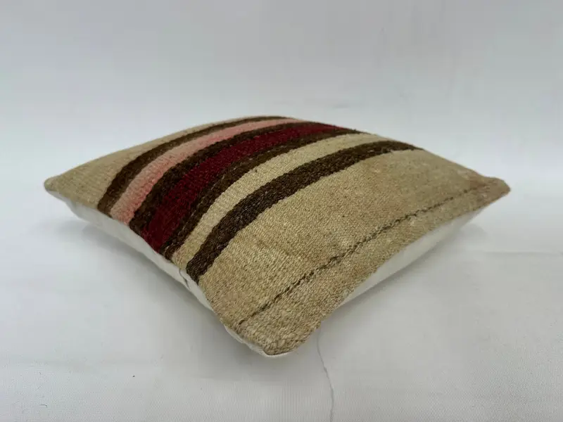 Cushion, Ethnical Kilim Rug Pillow, Hippie Throw Pillow Cover, Kilim Cushion Sham, Garden Pillow Sham, 12x12 Beige Pillow Sham, Antique Pillows - 6