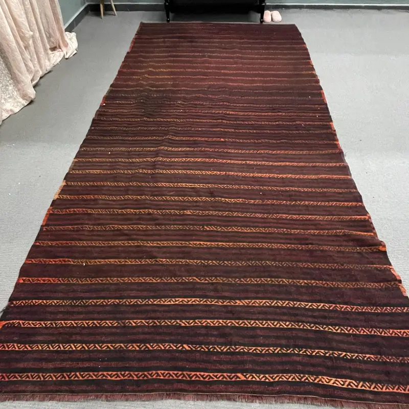 Turkish Vintage Oversize Rug 6.1x12.7 ft, Brown Orange Plants & trees Rug - 1