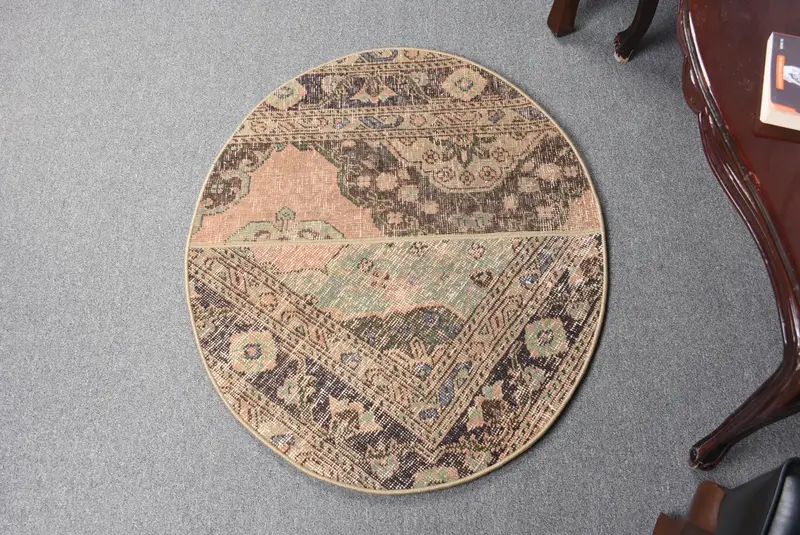 Yeşil ve Turuncu Çizgili Halı, 2,5x3 ft Geometrik Tasarım