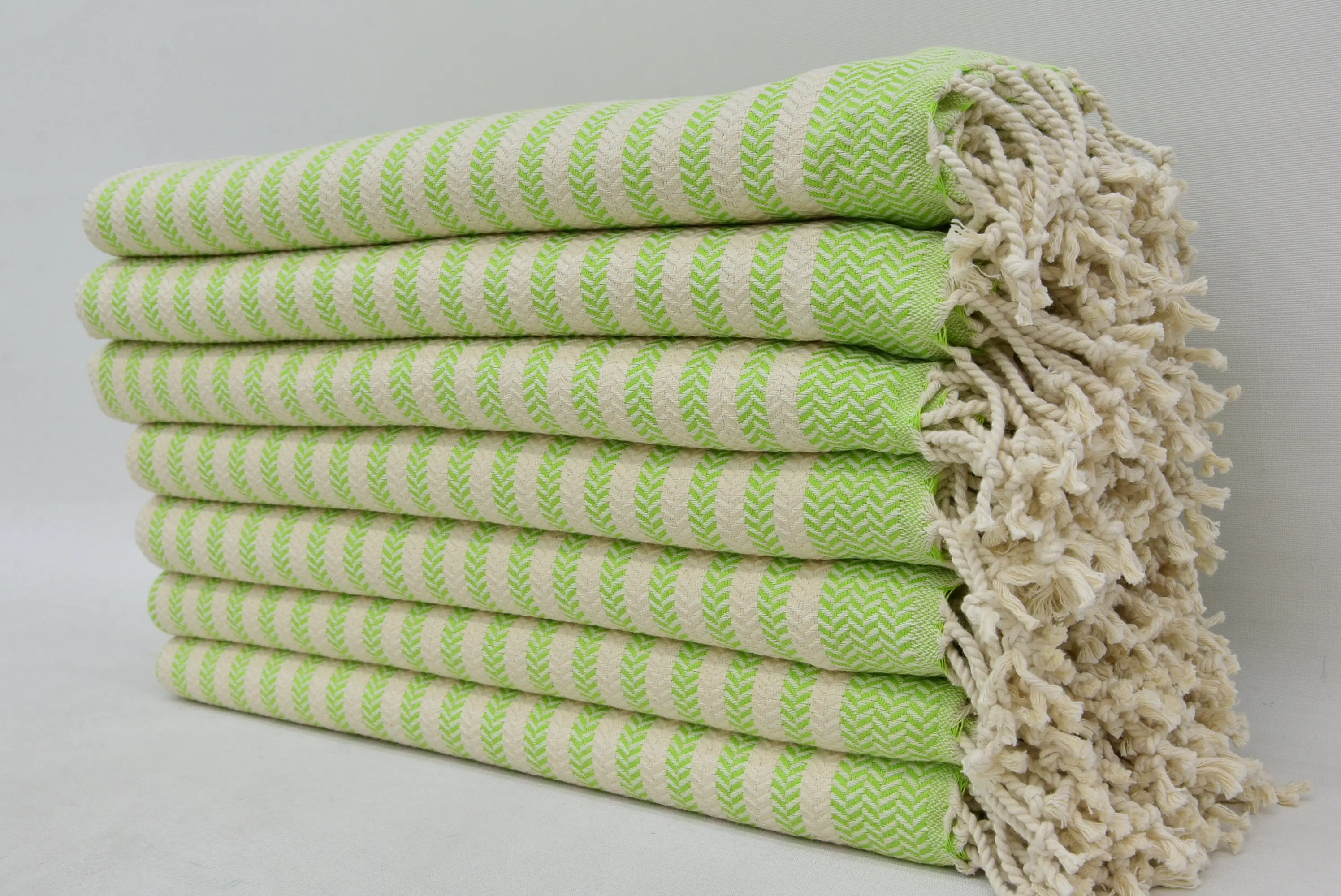 Turkish Bath Towel, Pistachio Green Striped, 40x70 Inches - 1