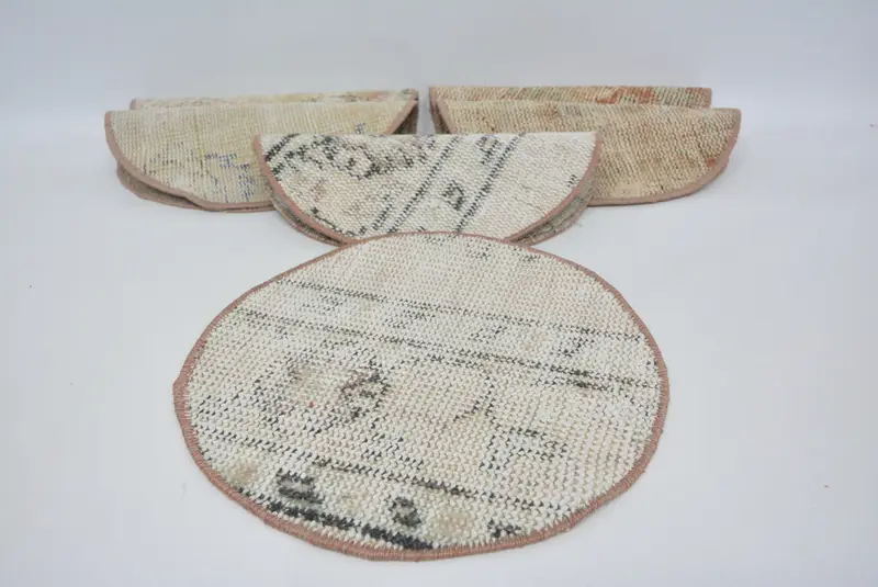 エレガントなベージュ&ホワイトサークルプレースマット、プレミアムキッチン装飾