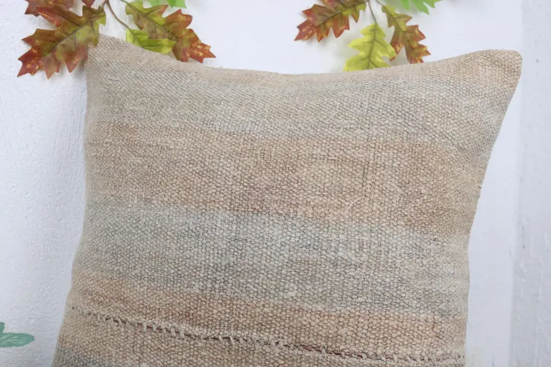 Interior Designer Pillow, Decorative Bolster Cushion Cover, 18x18 Beige Cushion Cover, Kilim Pillow, Antique Pillows, Cushion - 5