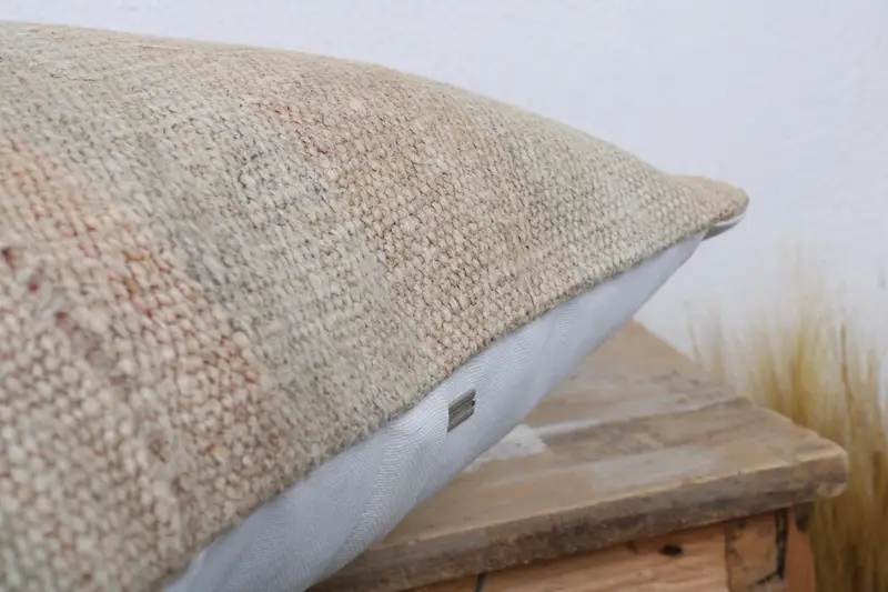 Interior Designer Pillow, Decorative Bolster Cushion Cover, 18x18 Beige Cushion Cover, Kilim Pillow, Antique Pillows, Cushion - 6