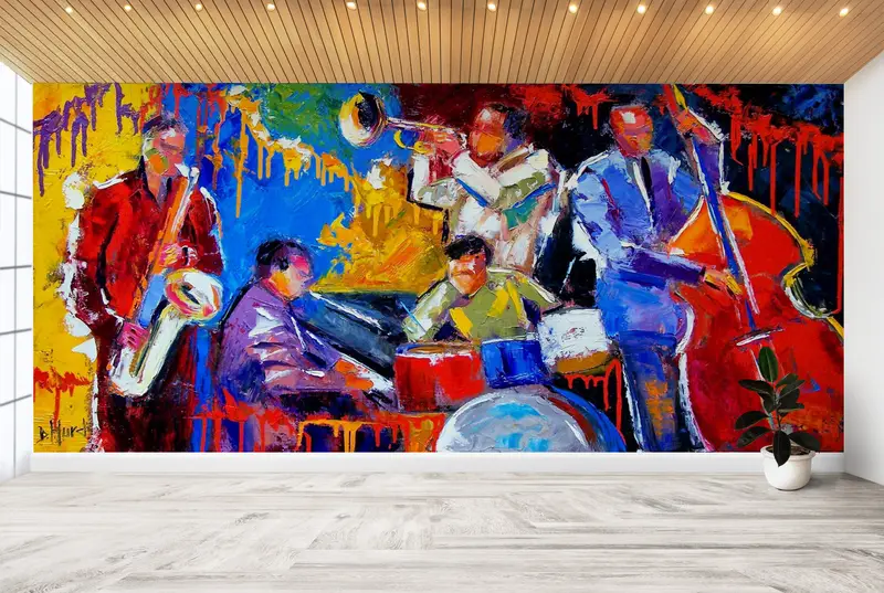 Zarif Baskılı Duvar Kağıdı: Canlı Caz Kulübü Atmosferi