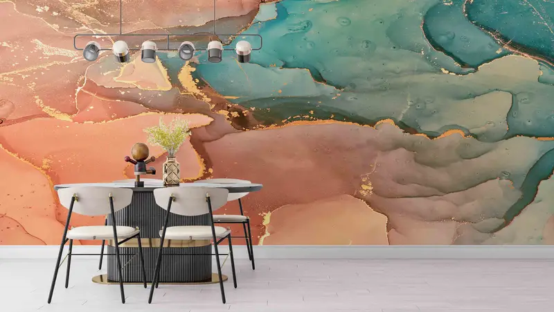 Papel pintado estampado elegante: mármol de lujo, diseño contemporáneo y brillante